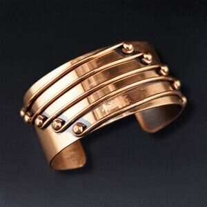 Vintage Renoir Streamline Modernist Copper Cuff Bracelet Wide Wire Wrap 6 6.5